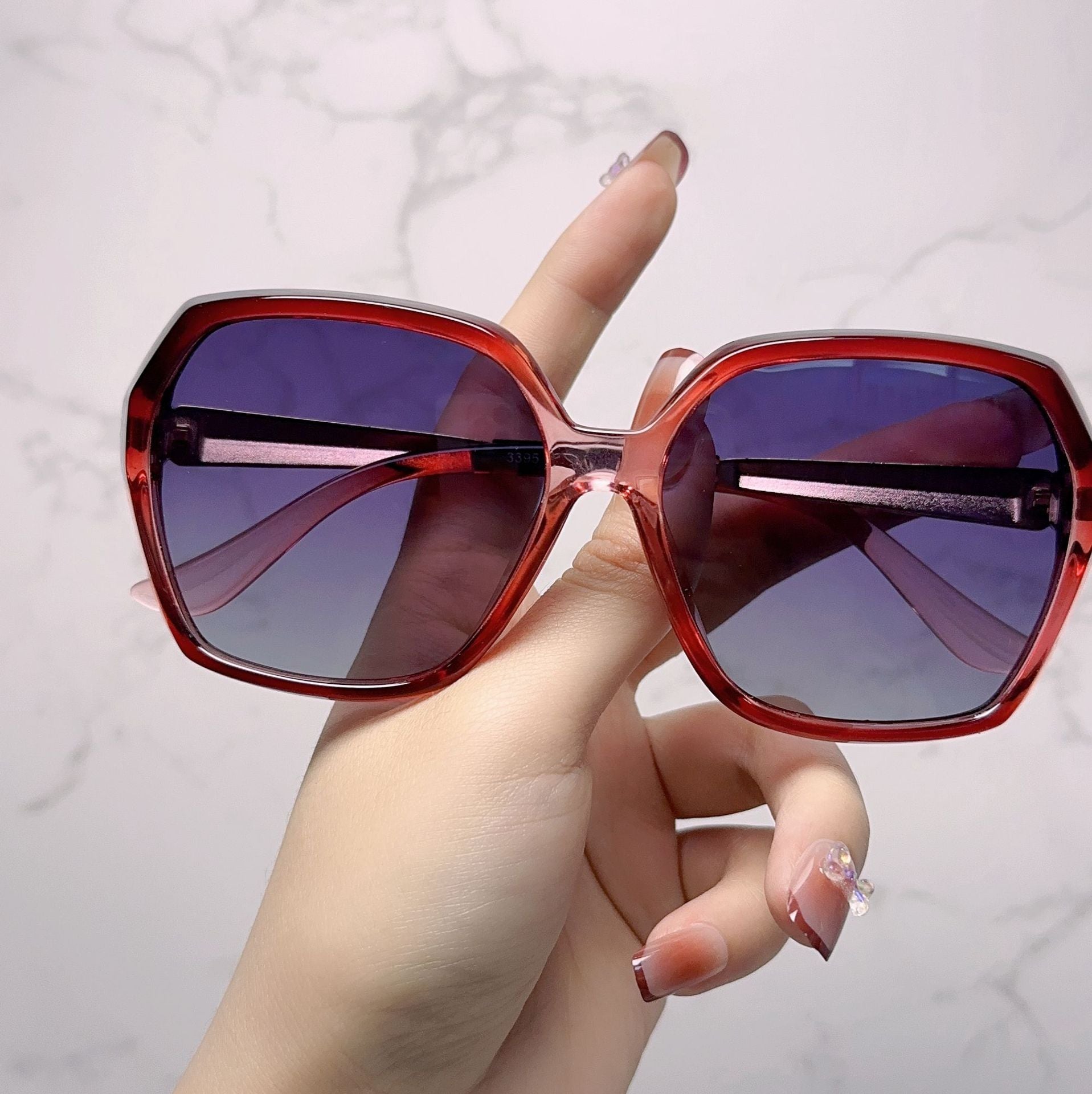 Wholesale Metal Square Large Frame PC Sunglasses