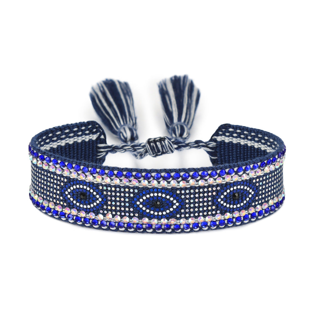 Wholesale Sequin Devil's Eye Woven Cord Bracelet