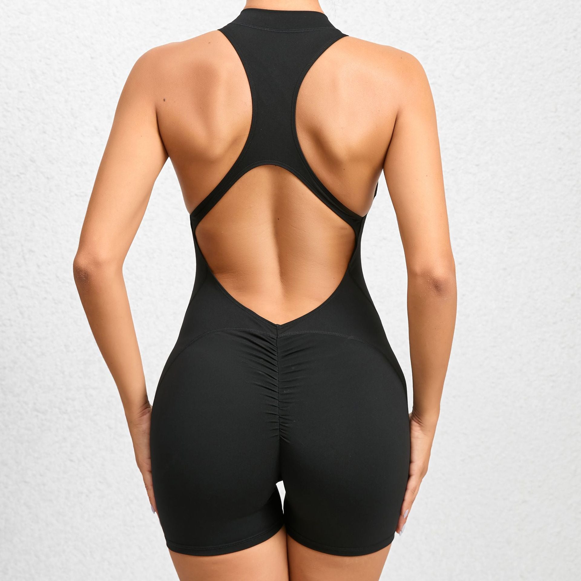 Wholesale Nylon Tight Fitting Zippered Sports Yoga Jumpsuit