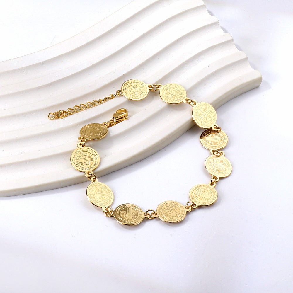 Wholesale Circle Steel Bead Portrait Titanium Steel Bracelet