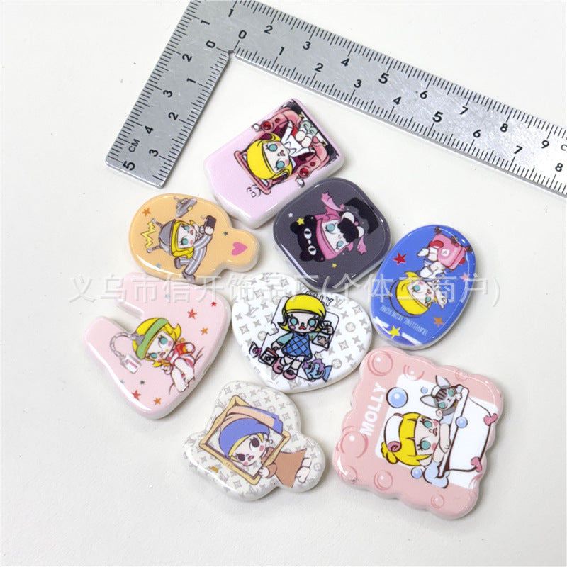 Wholesale 100pcs/pack Through hole cartoon girl print beaded pen accessories OLY Exclusive