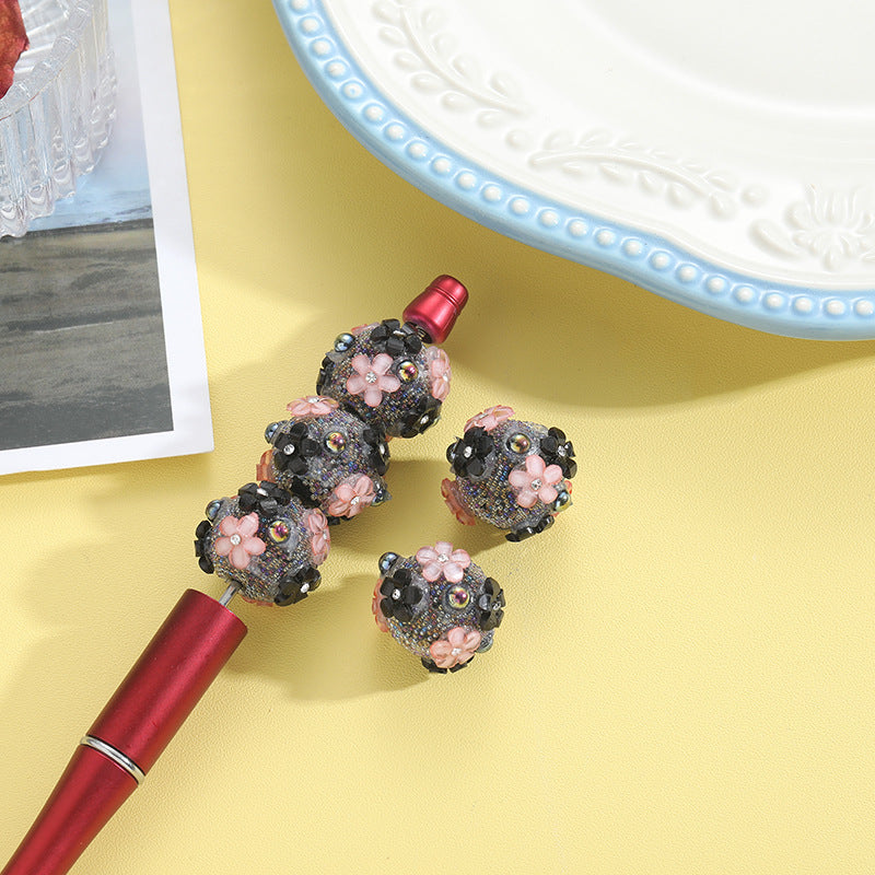 Wholesale 10pcs Heavy Industry Patch Drilling Flower Ball Straight Pole Bead