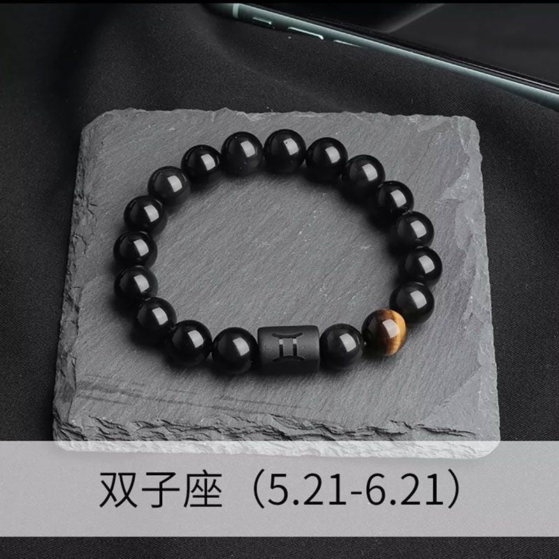 Wholesale Twelve Constellations Natural Stone Elastic Bracelet