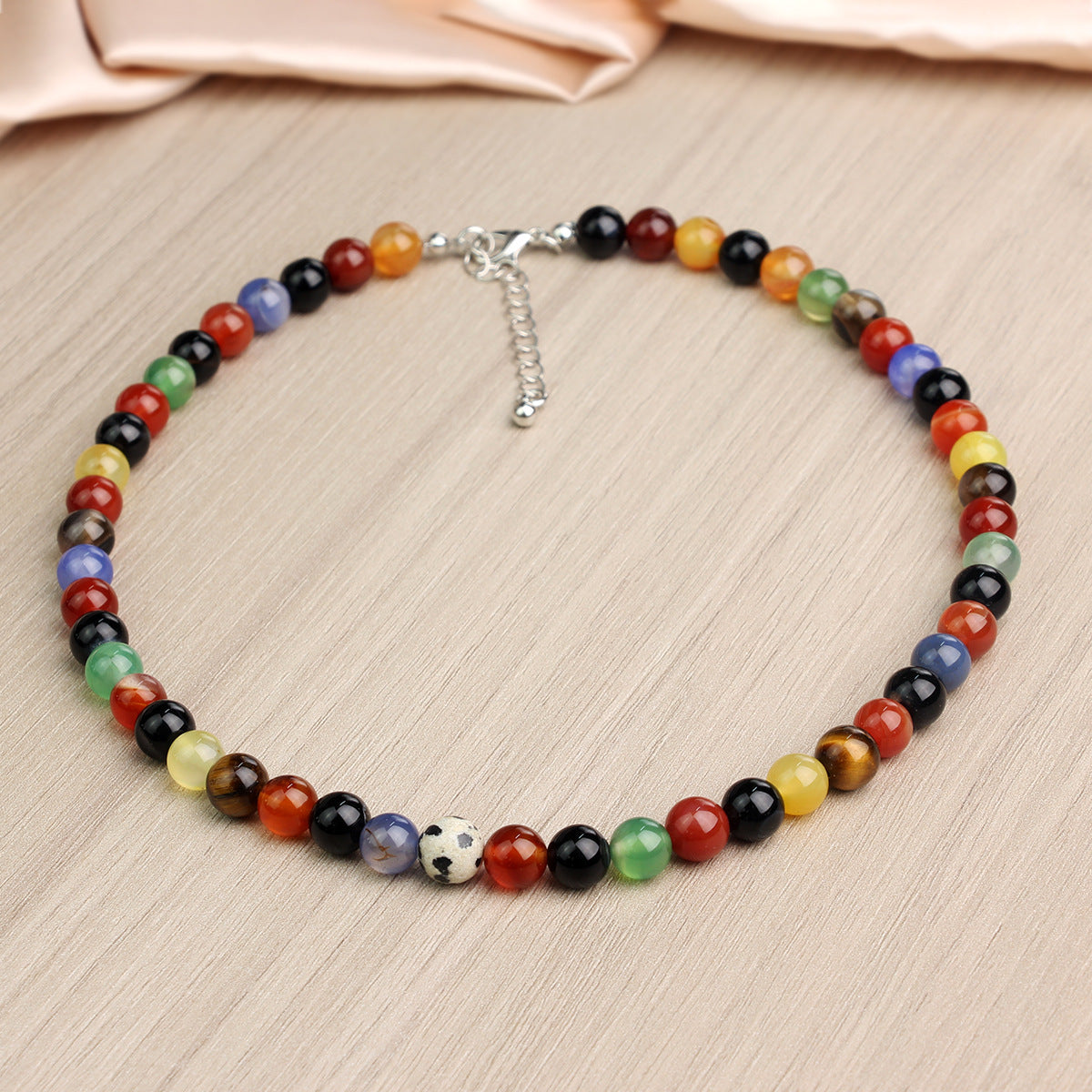 Wholesale  romantic universe planet niche colorful agate stone beaded necklace