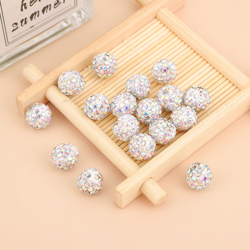 Wholesale10PCS Straight Hole Clay Drill Ball Beads DIY Hand Rhinestones Beads