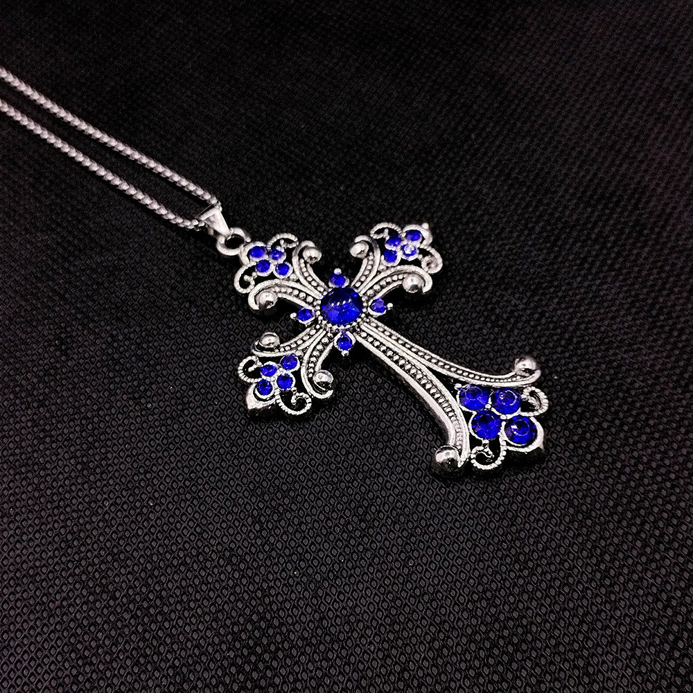 Wholesale Vintage Large Diamond Cross Pendant Necklace