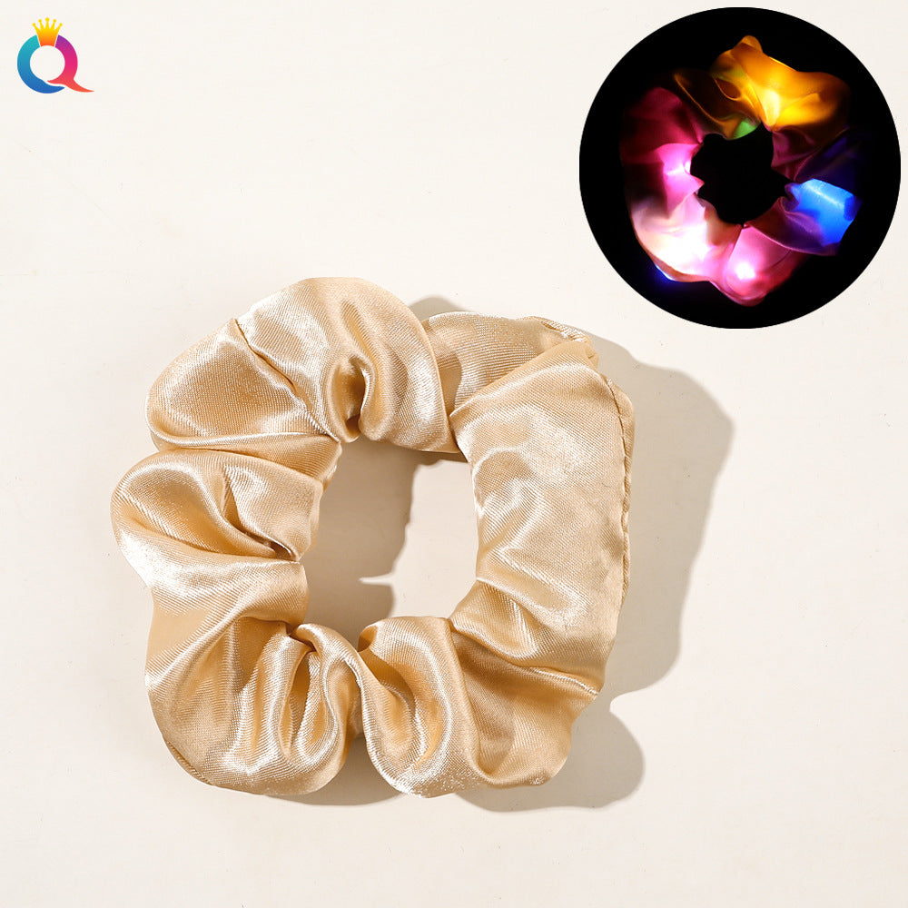 Wholesale LED large intestine hair ring shiny satin light-emitting hair rope