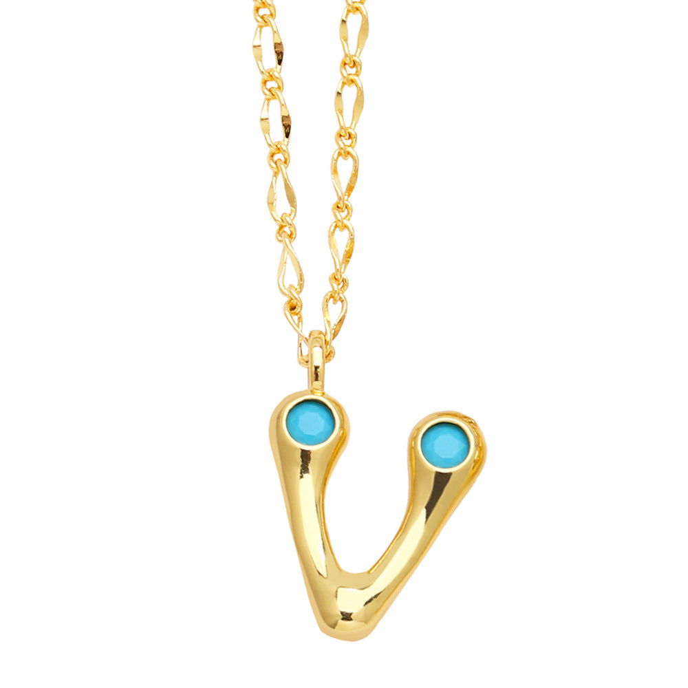 Wholesale 26 English Letters Gold Plated Necklace