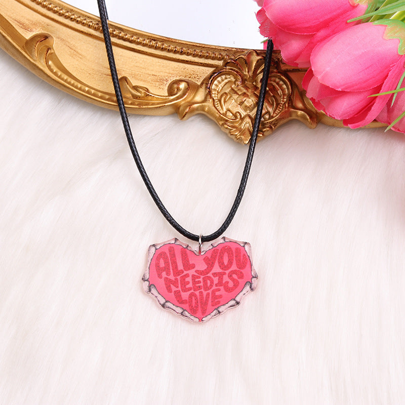 Wholesale Valentine's Day Heart Gnome Rainbow Necklace