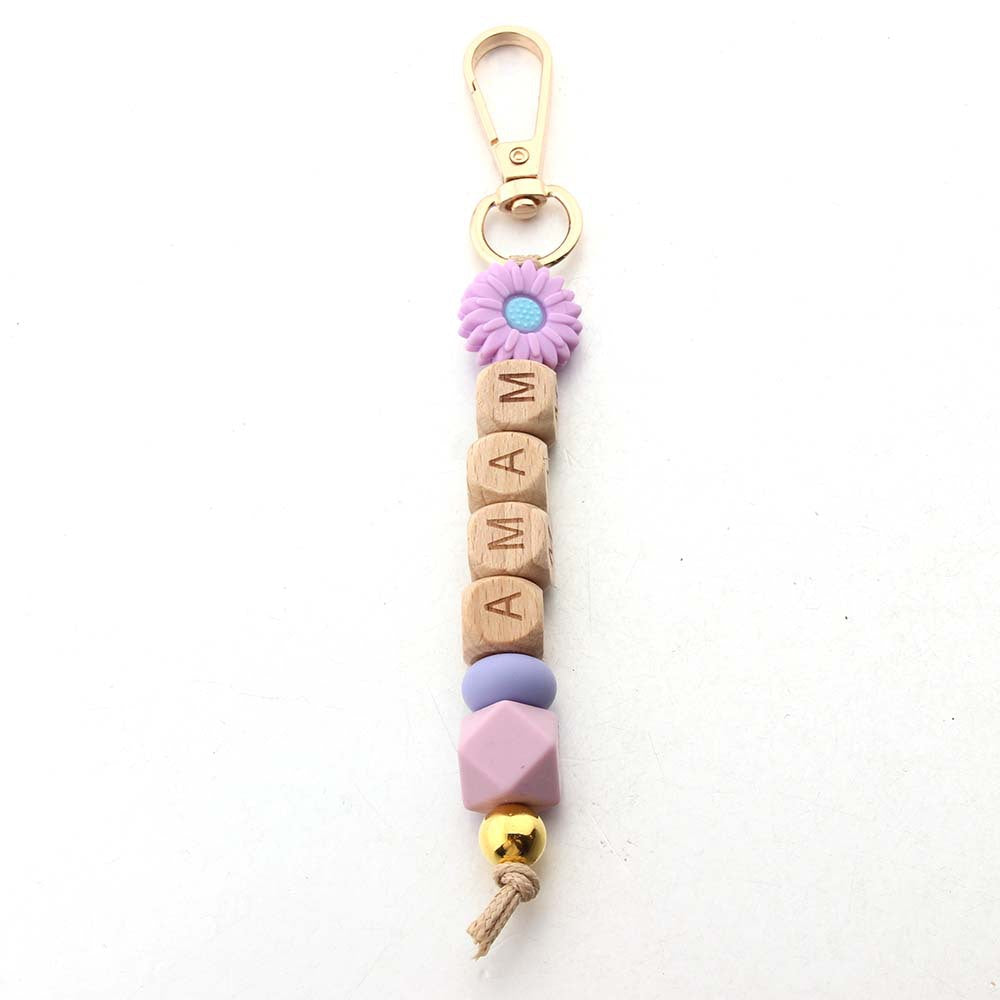 Wholesale Silicon Daisy Silicone Beads Keychain