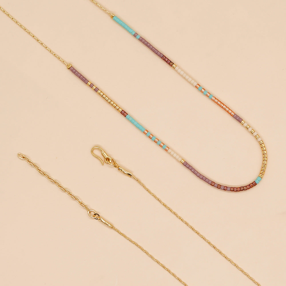 Wholesale Rainbow Rice Beads Glass Necklaces