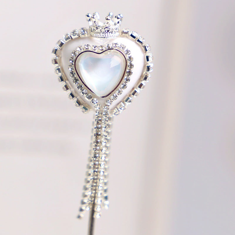 Wholesale 2PCS Soft Clay Love Crown Full of Diamonds and Tassel Beads