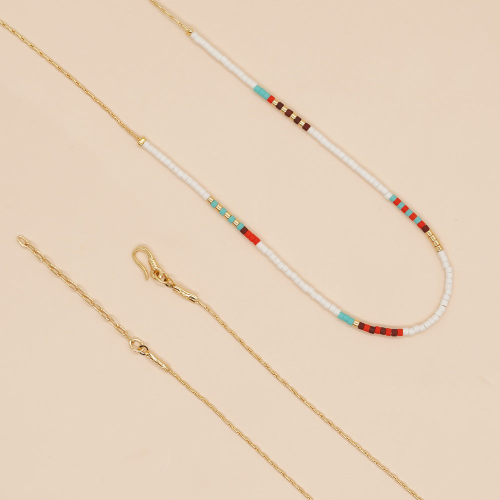 Wholesale Rainbow Rice Beads Glass Necklaces