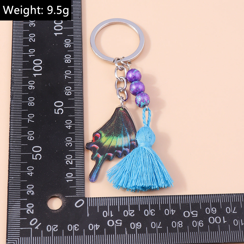 Wholesale Tassel Rice Beads Butterfly Wings Keychain