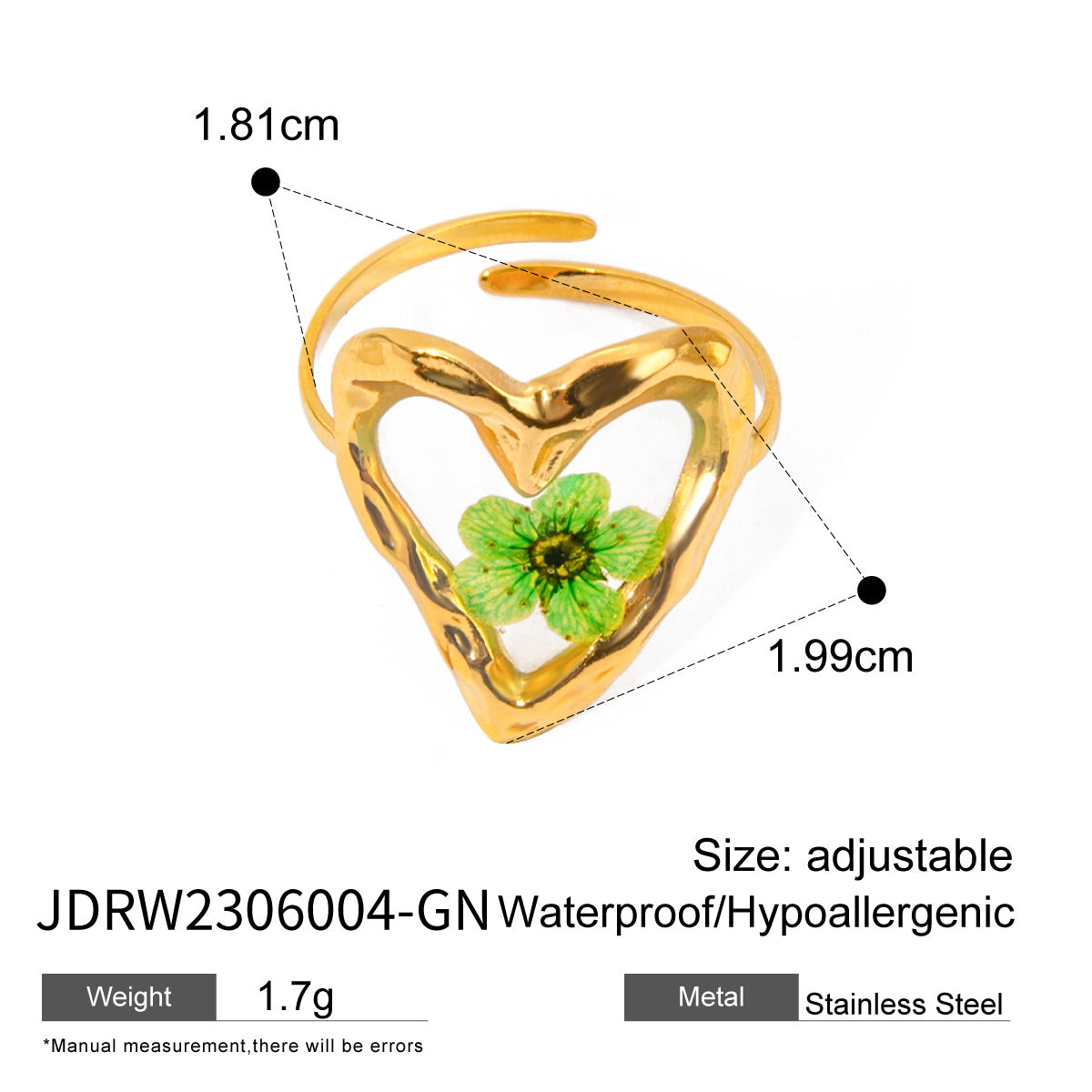 Wholesale Stainless Steel Ring Gold Sunflower Eternal Flower jewelry