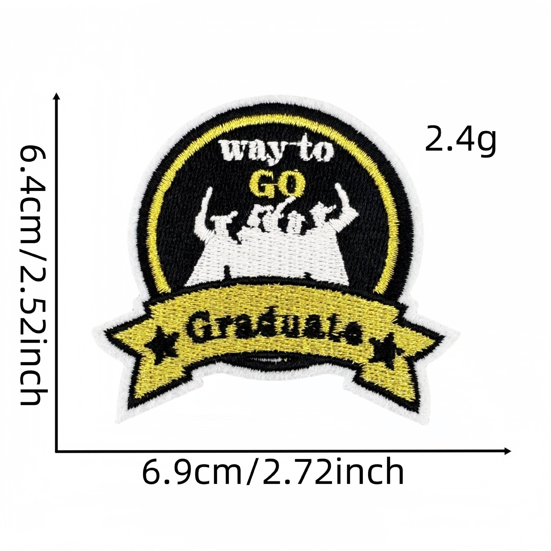 Wholesale Black gold graduation season embroidery patch clothing accessories ironing hot melt glue