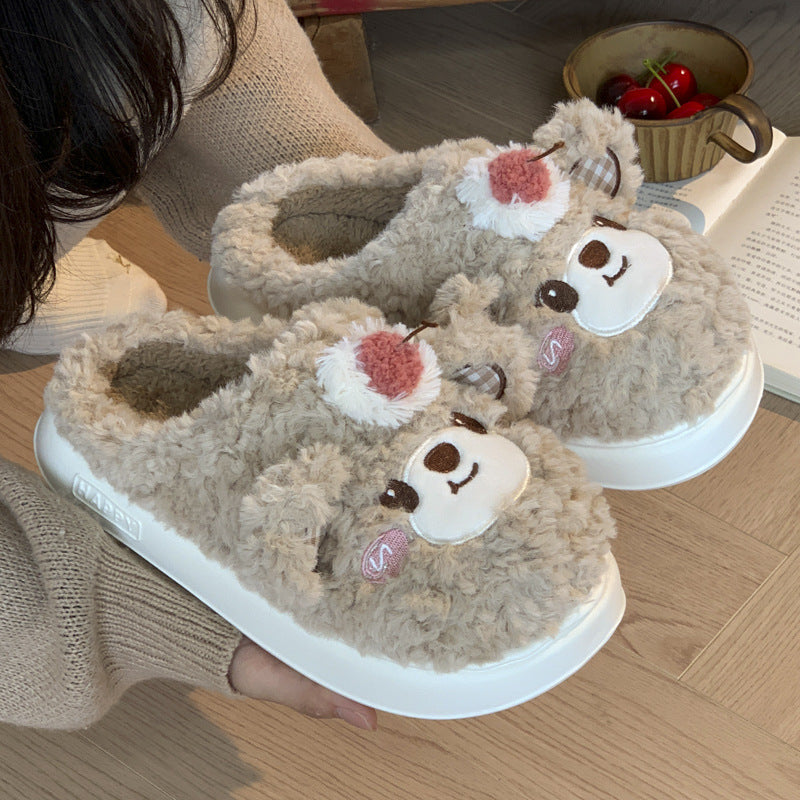 Wholesale Winter Indoor Home Thick Bottom Anti slip Warm Cute Hairy Cotton Winter Slippers