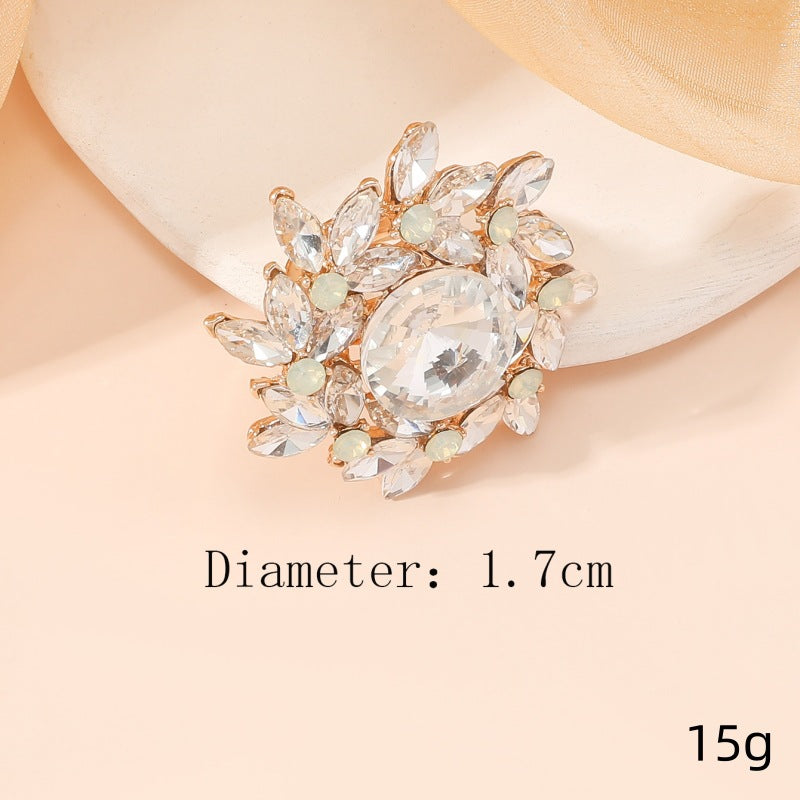 Wholesale Open Rotary Copper Set Diamond Multi-Layered Flower Ring