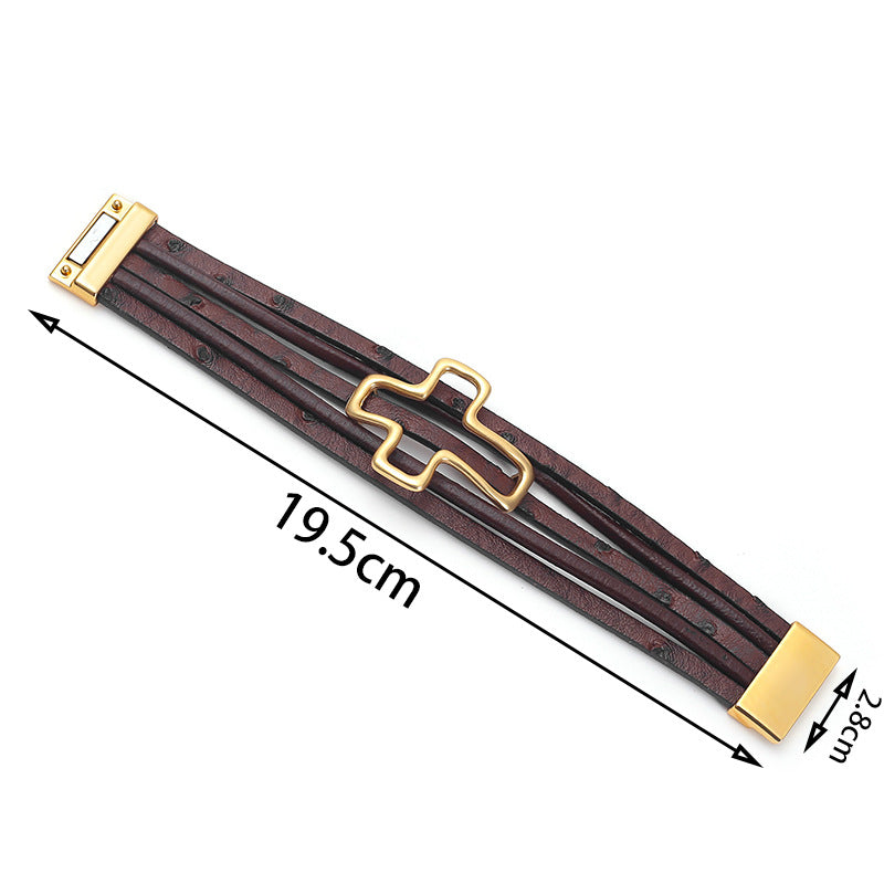 Wholesale Exaggerated Heart Leather Bracelet