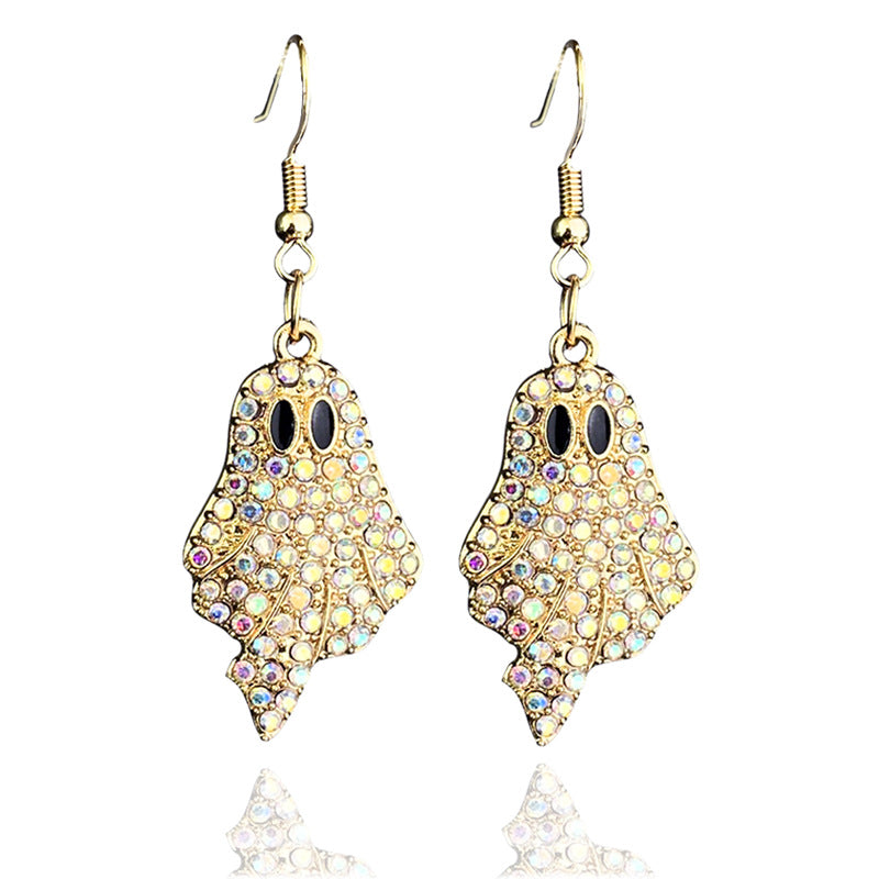 Wholesale  Pumpkin Ghost Diamond Earrings