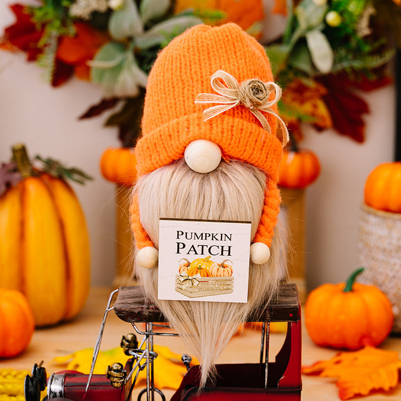 Wholesale Doll Country Dwarf Orange Thanksgiving Autumn Polyester Ornaments