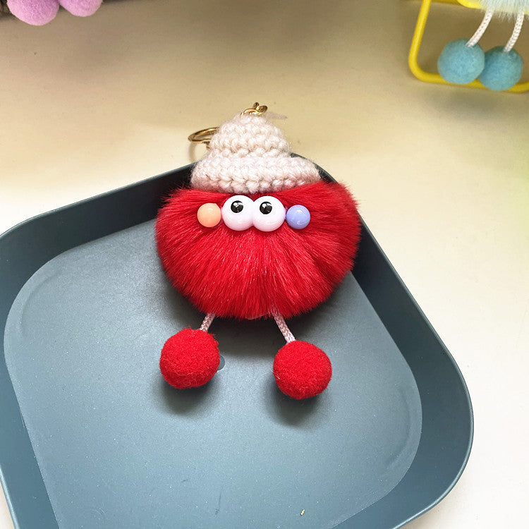 Wholesale Internet celebrity ugly cute plush cute small coal ball key chain