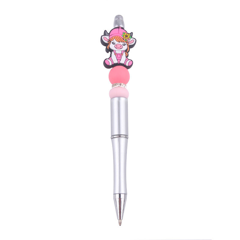 Wholesale Beaded Pens Cow Silicone Beads Plastic Multifunctional Ballpoint Pen