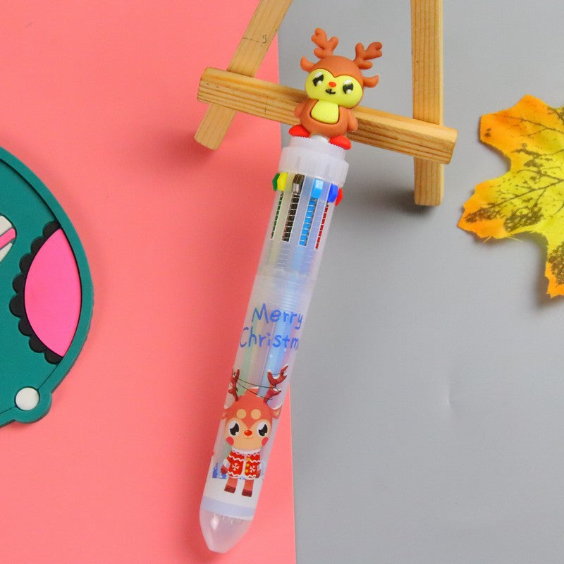 Wholesale Christmas Ten Color Plastic Ballpoint Pens