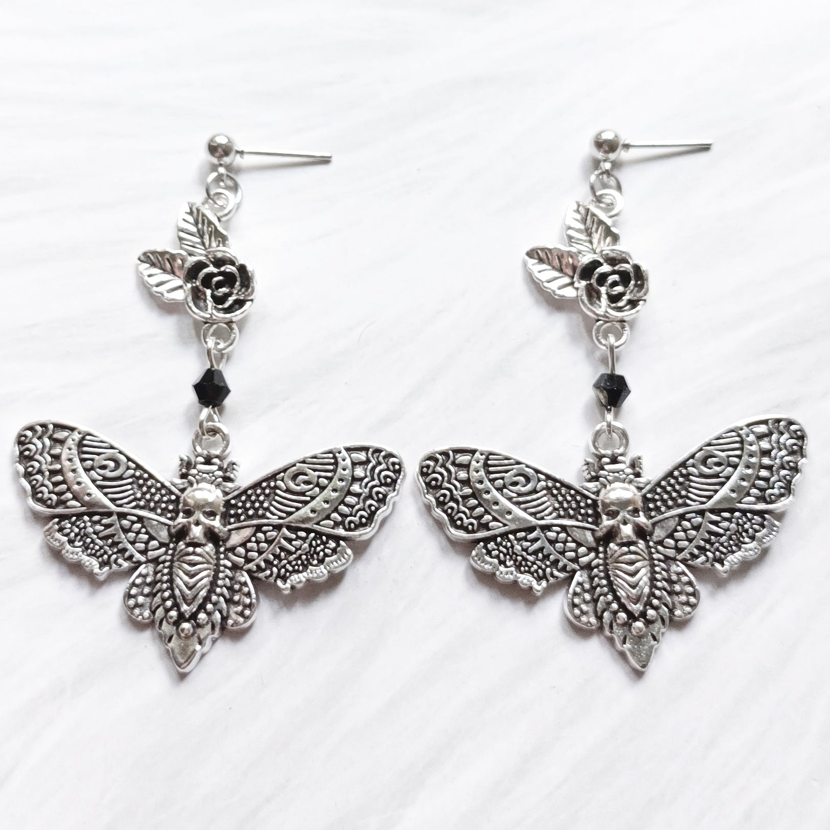 Wholesale Gothic Rose Moth Skull Earrings