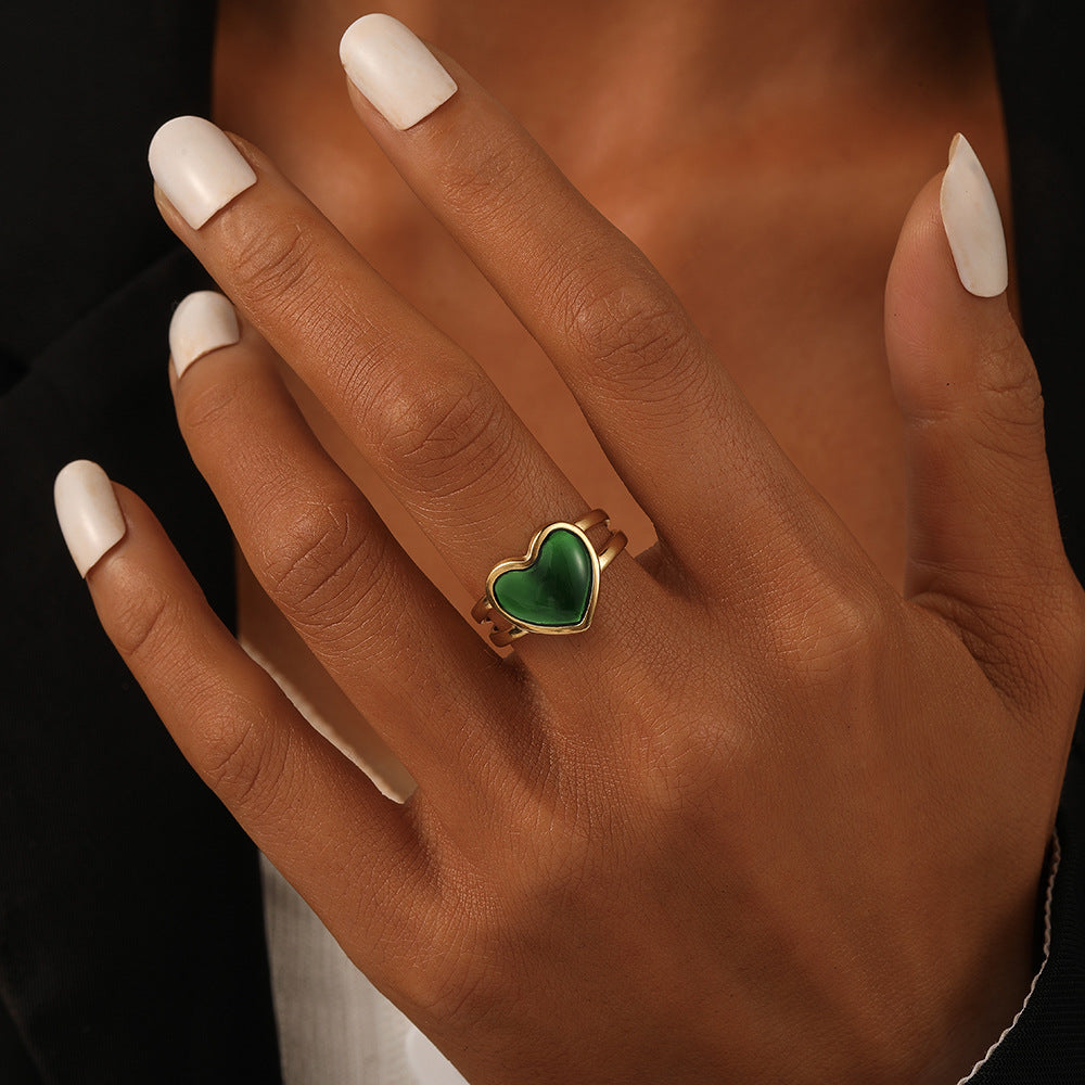 Wholesale of New Stainless Steel Golden Open Heart Oil Dripping Rings