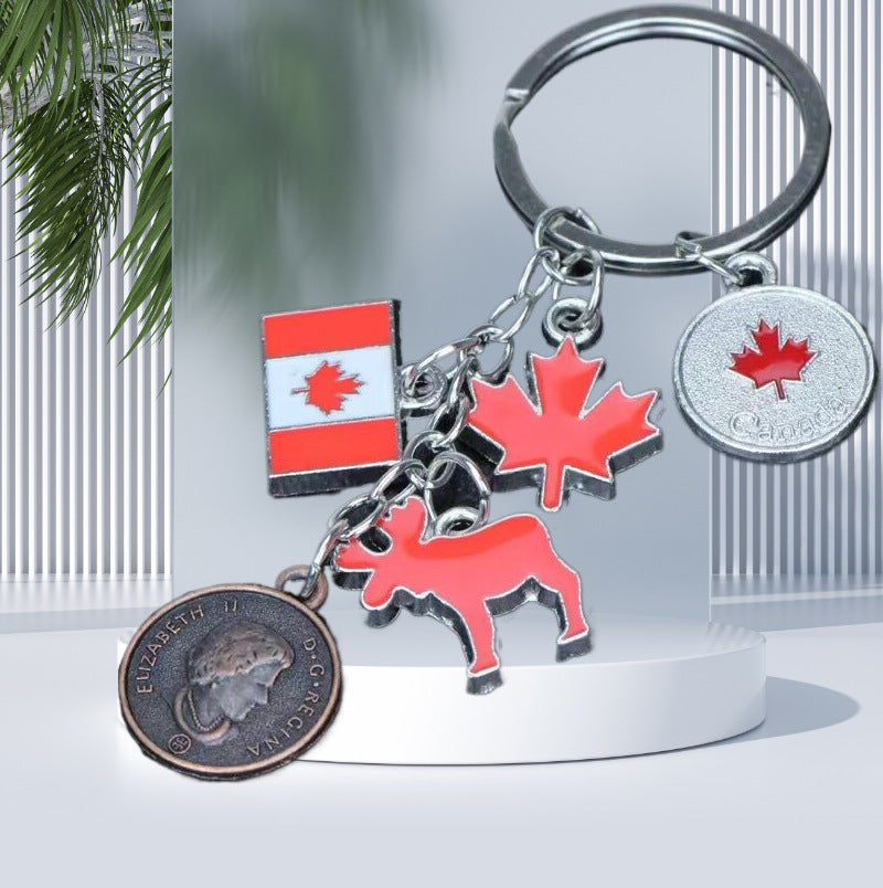 Wholesale Canadian Flag Zinc Alloy Maple Leaf Keychain