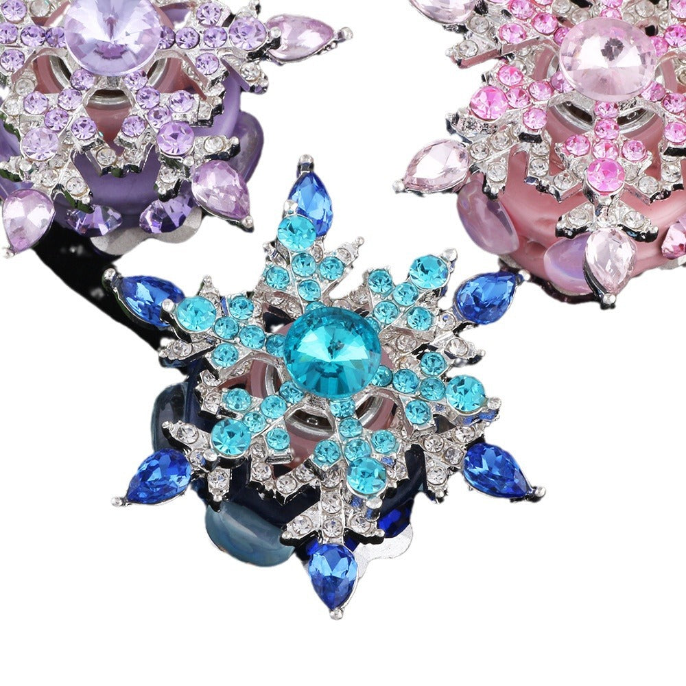 Wholesale 2pcs/pack New DIY Diamond Rotating Snow  Alloy Clay Straight Hole Beads Accessories