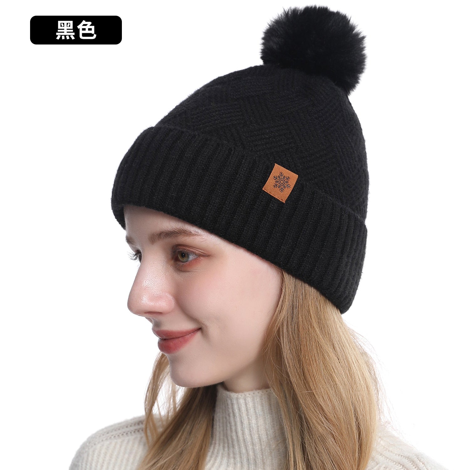 Wholesale Women' s knitted hat winter cold-proof double-layer f outdoor warm knitted hat f gloves three-piece set