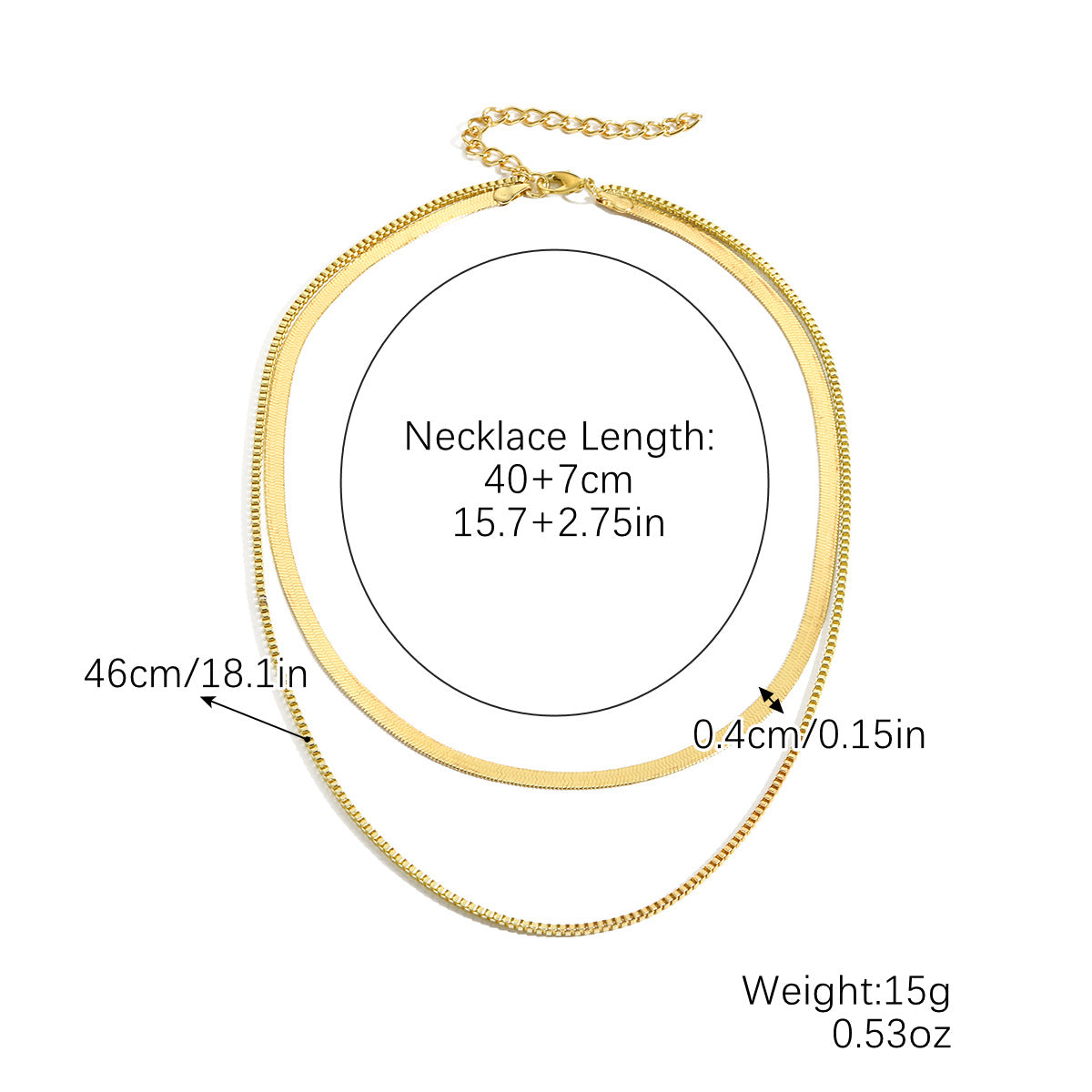 Wholesale Simple Flat Snake Chain Snake Bone Versatile Multi Layered Metal Necklaces