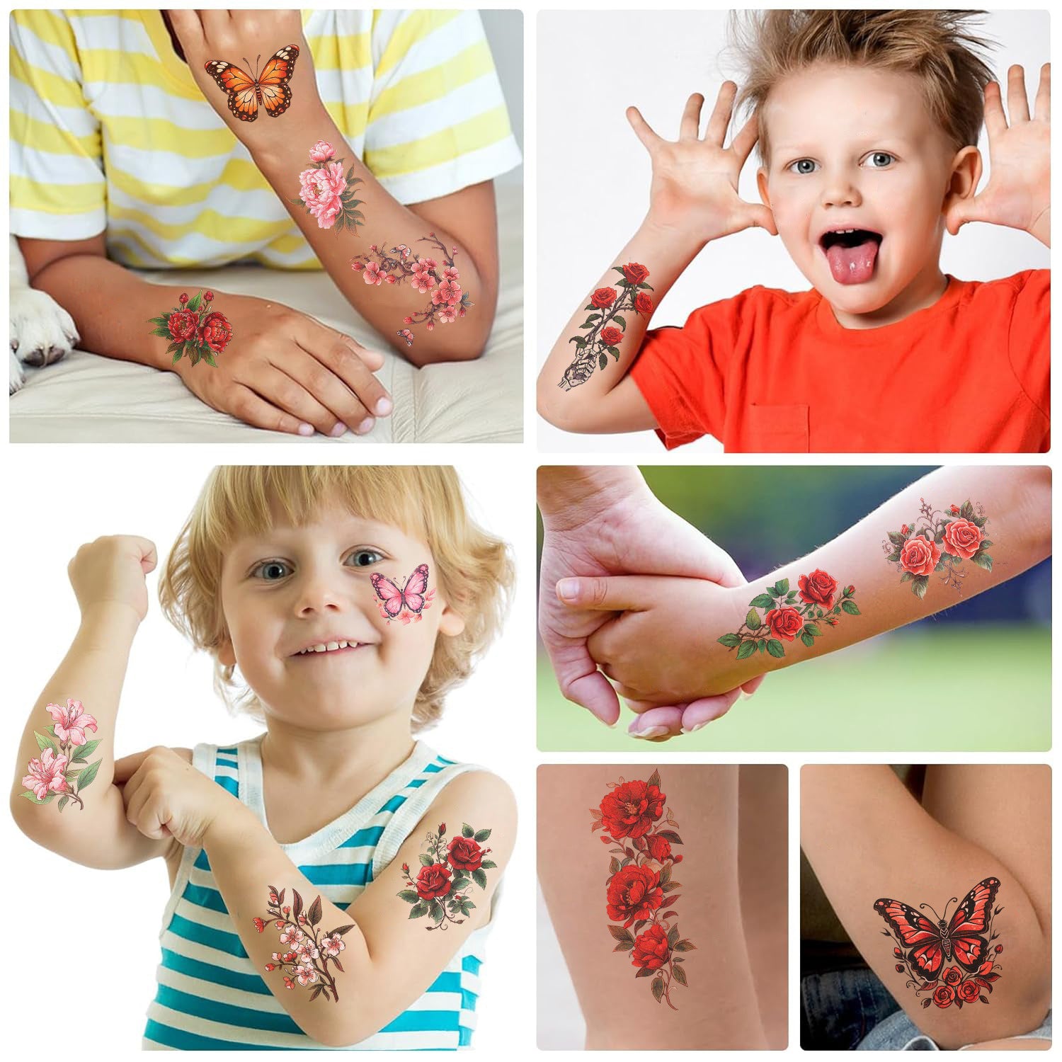 Wholesale 10pcs/pack rich flower tattoo waterproof party gift funny fun face stickers cross-border