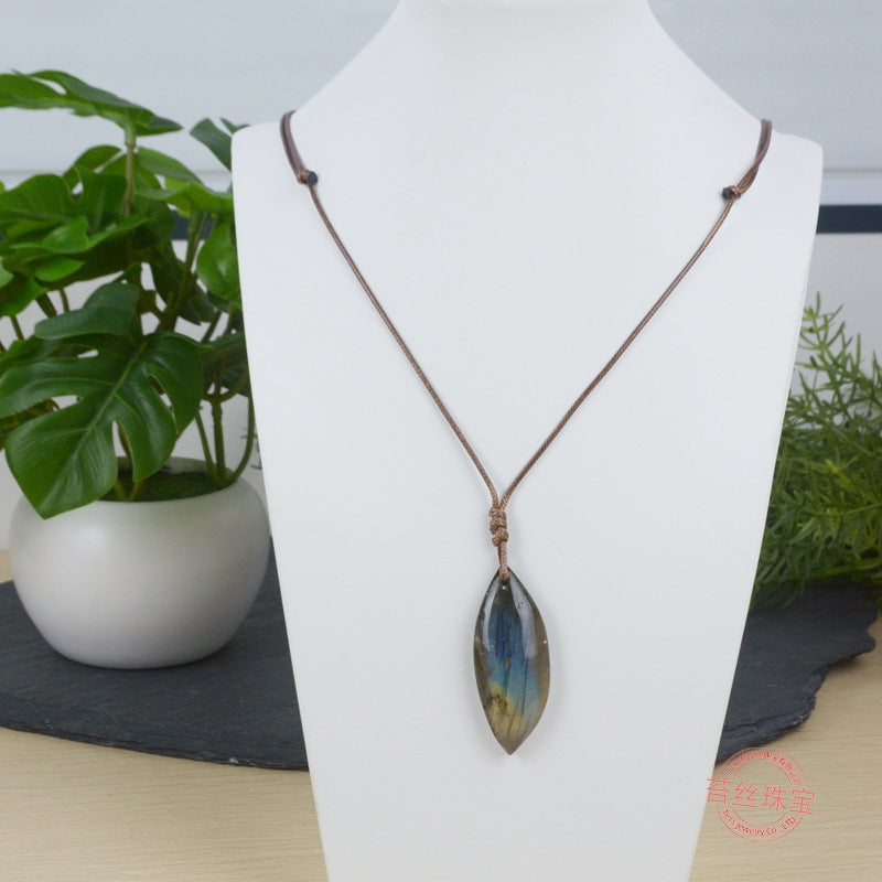 Wholesale Natural Crystal Elongated Stone Raw Stone Polished Semi Precious Stone Necklace