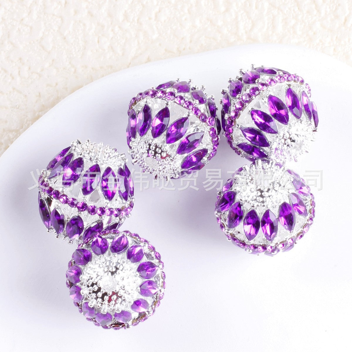 Wholesale 10pcs Heavy Duty Diamond Alloy Zircon Chain Chain Hollow Beads