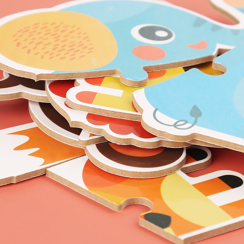 Wholesale Children's Wooden Three-dimensional Early Education Enlightenment Cartoon Animal Digital Cognitive Assembling Puzzle Toy