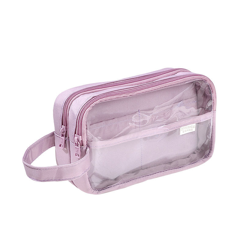 Wholesale 2023 Three-layer Extra Large Capacity Transparent Canvas Pencil Case