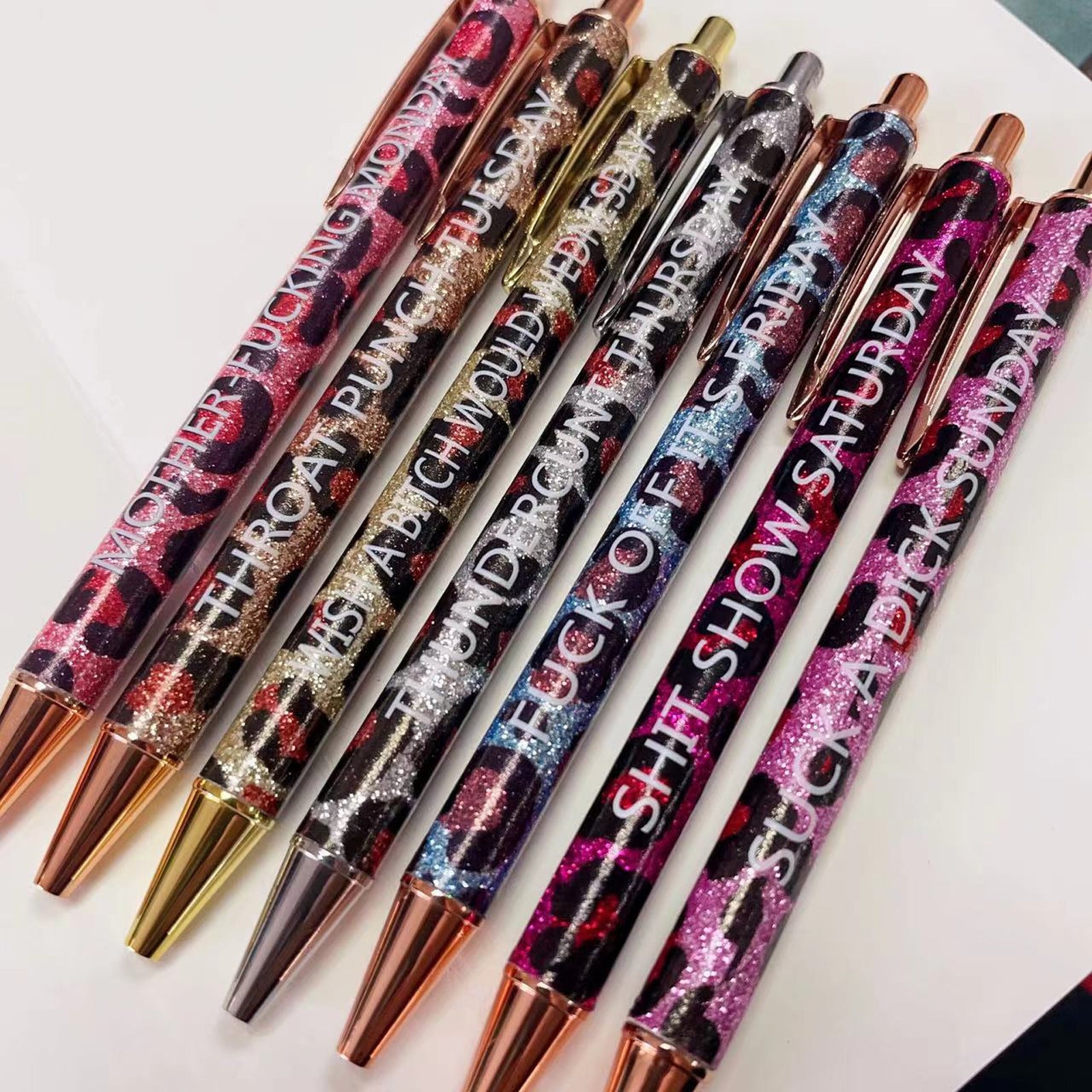 Wholesale Pens Funny Pens Leopard Print Metal Press Ball Pen Set