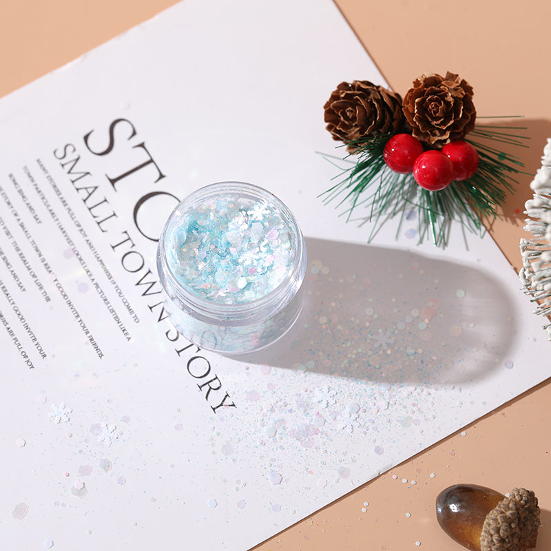 Wholesale DIY Christmas Colors Snowflake Stars Christmas Tree Flow Hemp Dropping Glue Mixed Glitter