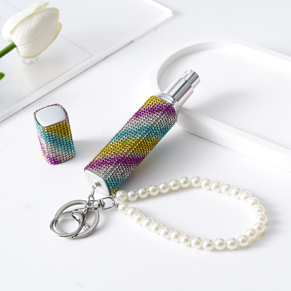 Wholesale Diamond-studded creative 10ml perfume bottle keychain