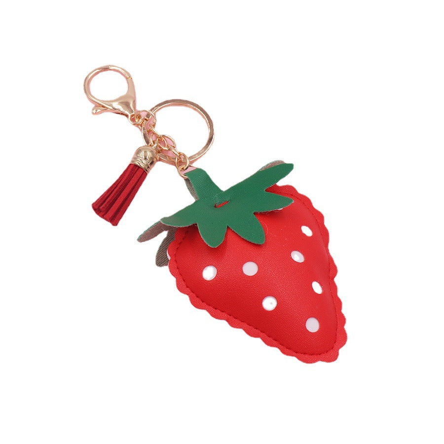 Wholesale Strawberry Leather Keychains