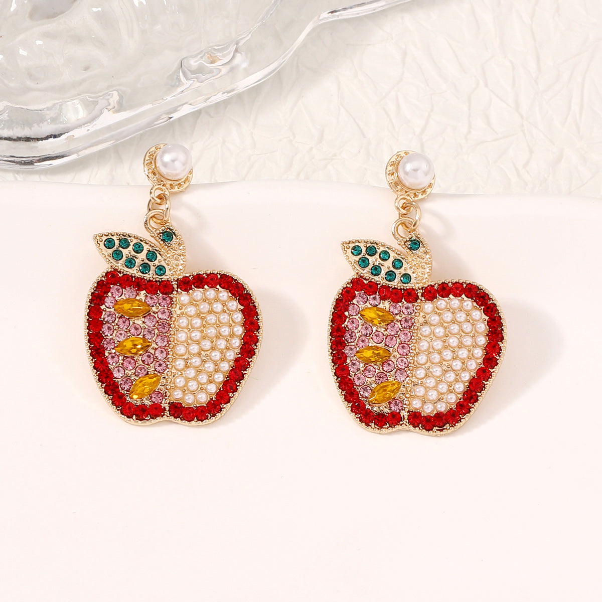 Wholesale Gratitude Teacher Studded Apple Alloy Earrings
