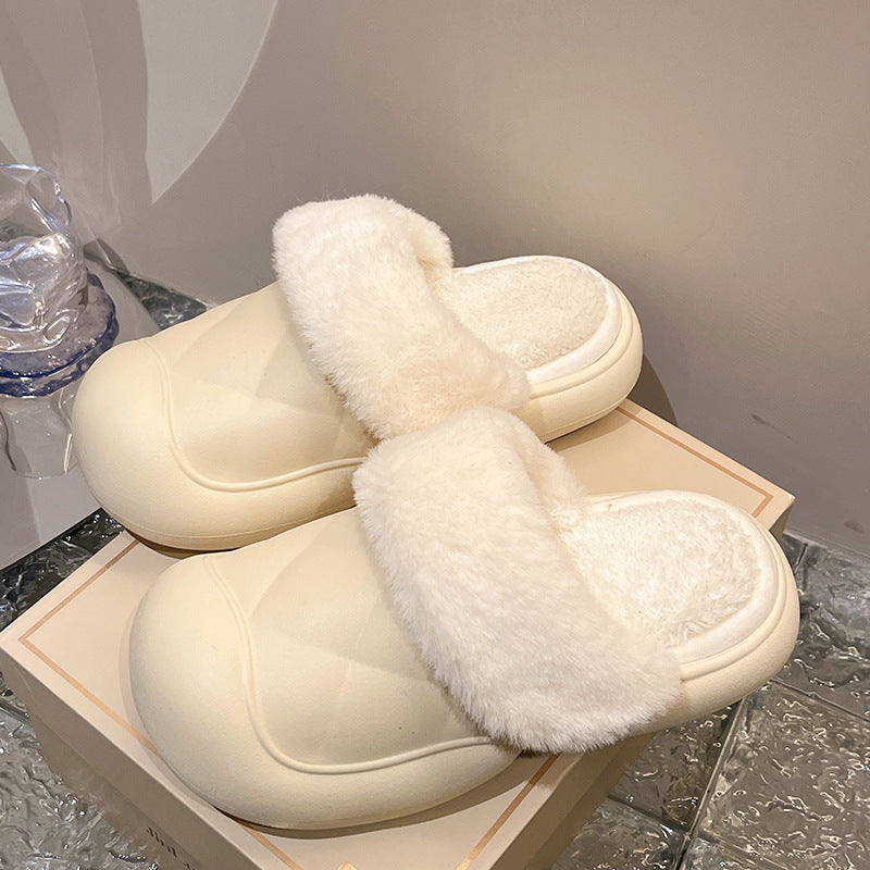 Wholesale Baotou Removable Thick Sole Anti-slip Waterproof Autumn and Winter New Plush Cotton Slippers