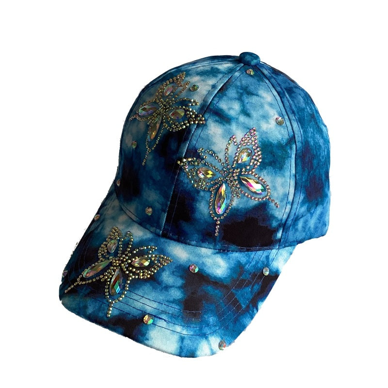 Wholesale Hot Diamond Glass Diamond Butterfly Baseball Cap
