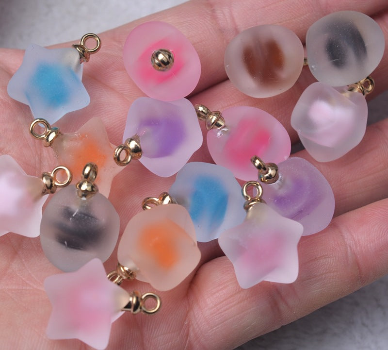 Wholesale 20pcs Alloy Glass Acrylic Small Ball Pendant DIY Handmade Jewelry Bulk Accessories Earring Accessories Key Case Pendant