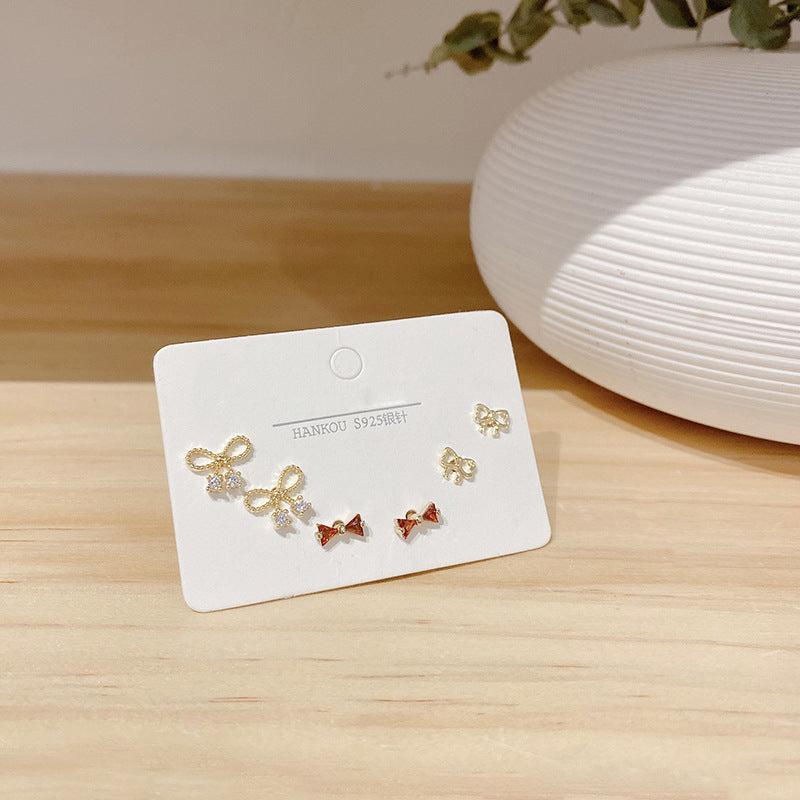 Wholesale Petite Zircon Copper Earrings Set