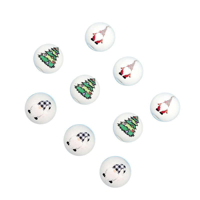 Wholesale 10PCS Christmas Decoration Wooden Beads DIY Children’s Round Beads