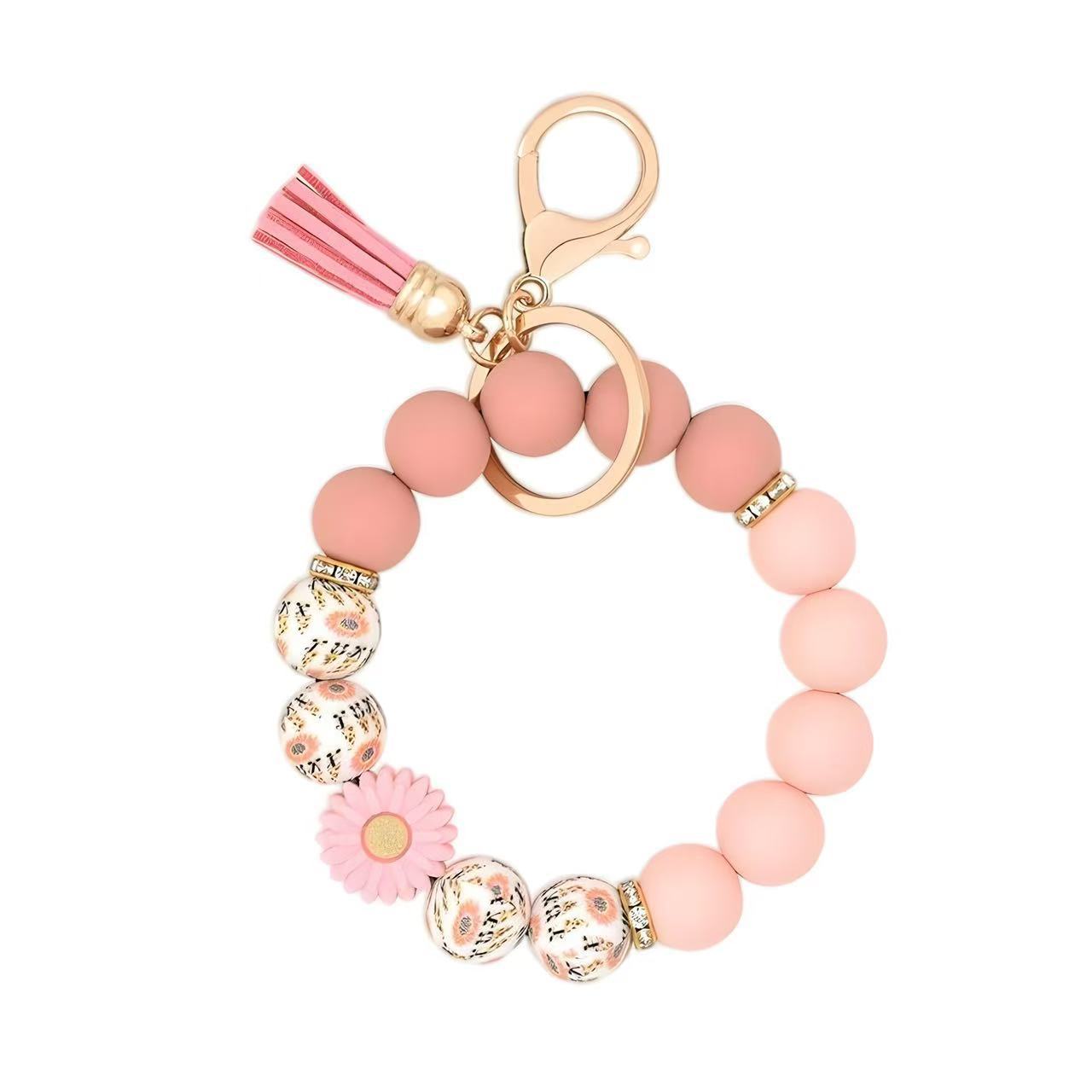 Wholesale  Silicone Bead Bracelet Keychain